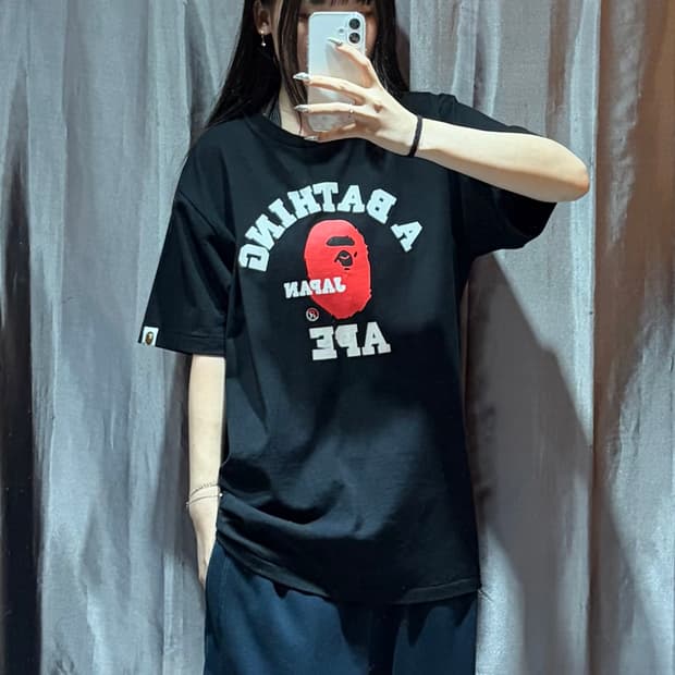 M BAPE 베이프 제펜 레드 샤루 반팔