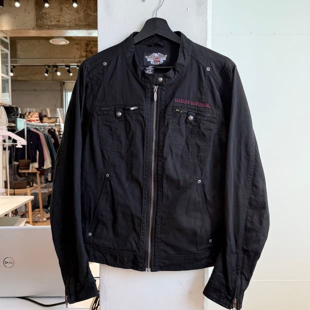 할리 데이비슨 블랙 자수 윙 라이더 자켓 