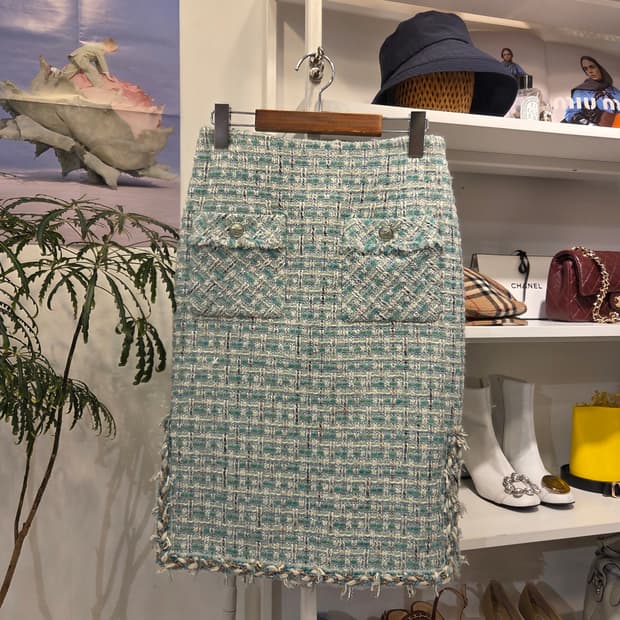 미샤 트위드 슬릿 스커트