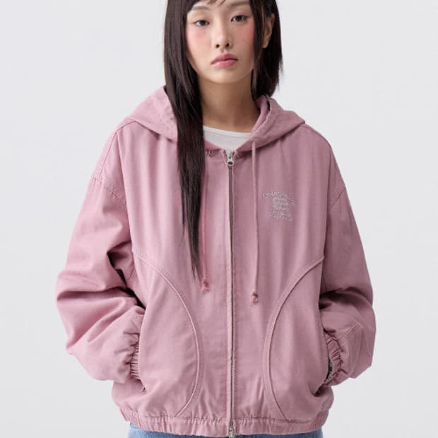 코드그라피 핑크 후드 점퍼 M