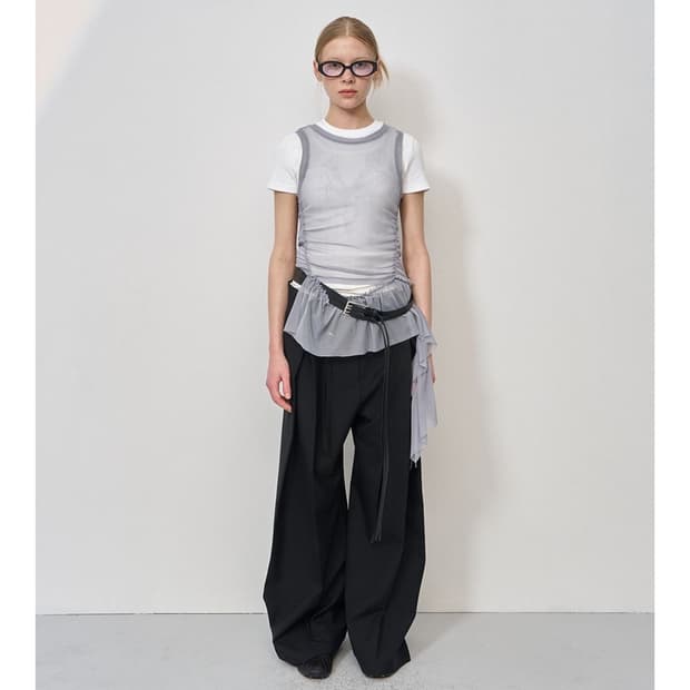 Lcdc tm Mesh frill sleeveless top grey