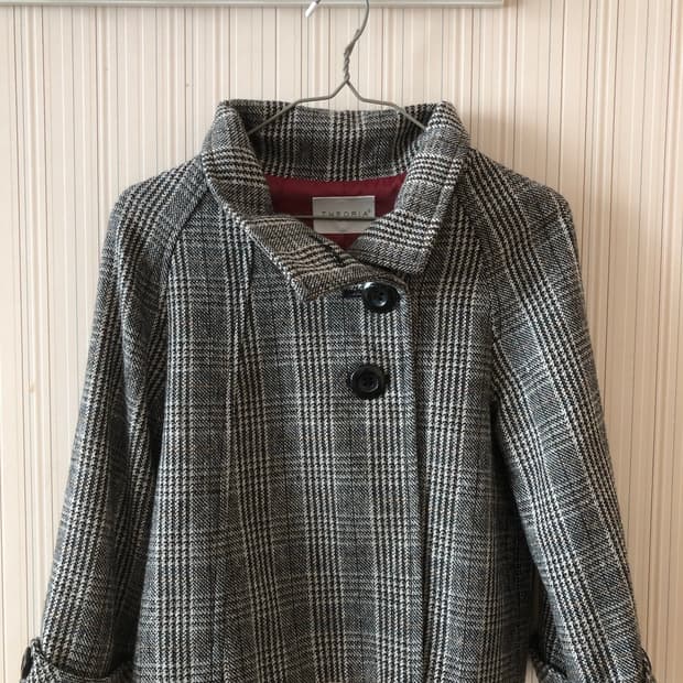 빈티지 체크 숏코트