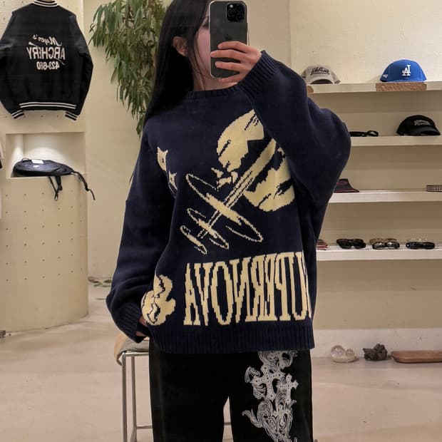 그래픽 자카드 니트 스웨터 U503