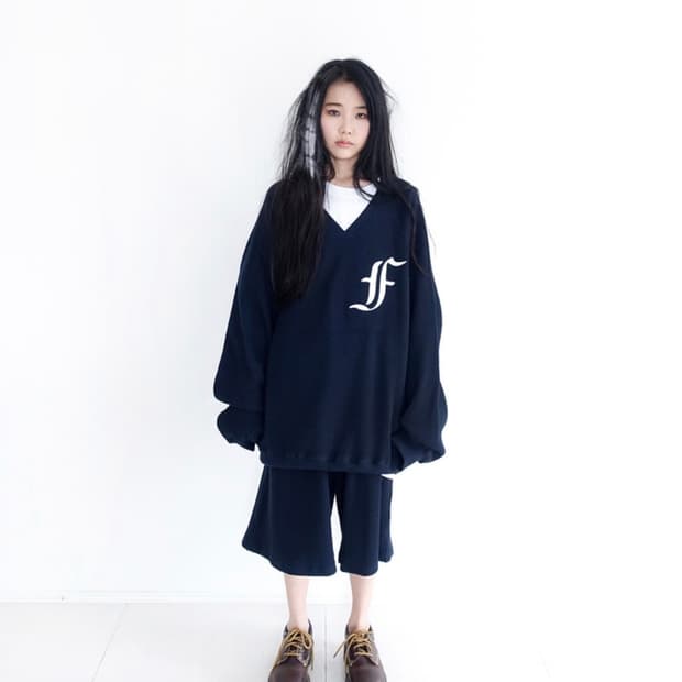 샵페어리 waffle boxy MTM 와플 박시 맨투맨 (navy)