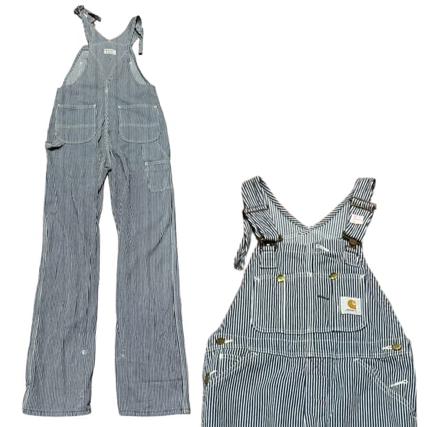 ✨ (바배) Carhartt 칼하트 스트라이프 데님 오버롤 멜빵바지
