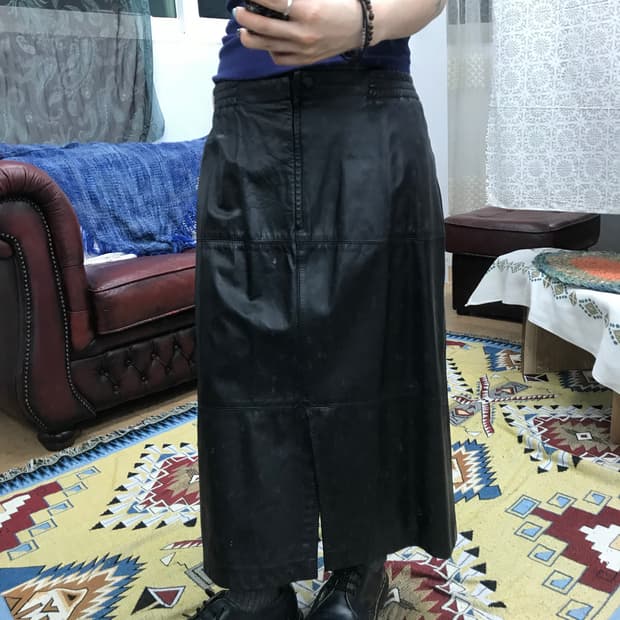 빈티지 여성 소가죽 스커트 