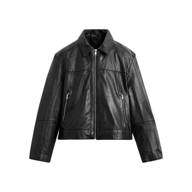 M 자라 소가죽 레더 박시핏 싱글 라이더 자켓