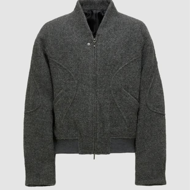 인터널 바인딩 숄 카라 점퍼 (멜란지차콜)