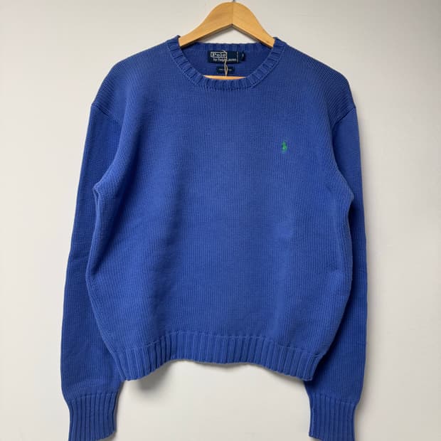 폴로 랄프로렌 빈티지 폴로 라운드넥 스카이블루 코튼 니트 M