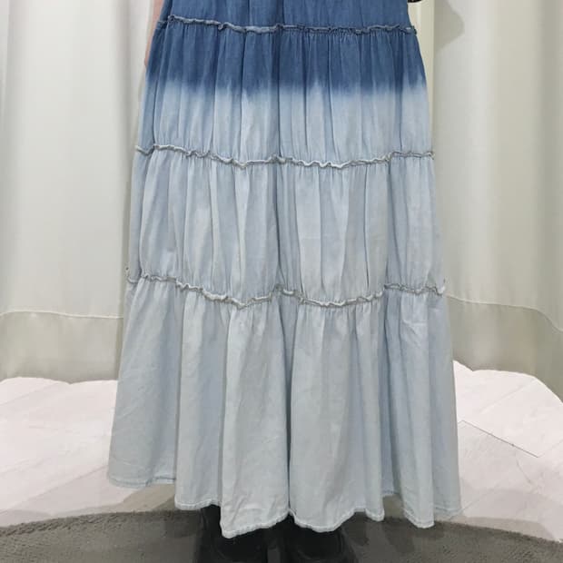Washed Gradient Tiered Skirt