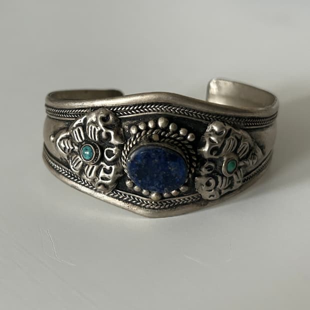 인도 빈티지 원석 메탈 뱅글