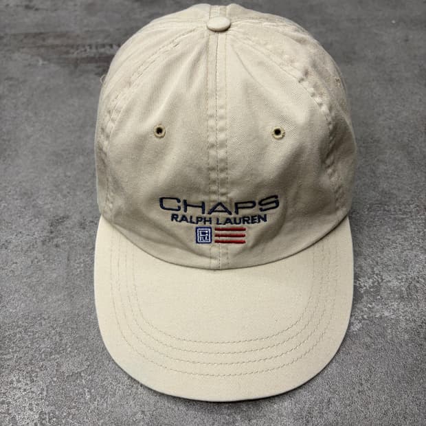 90s CHAPS 챕스 랄프로렌 베이지 볼캡 모자