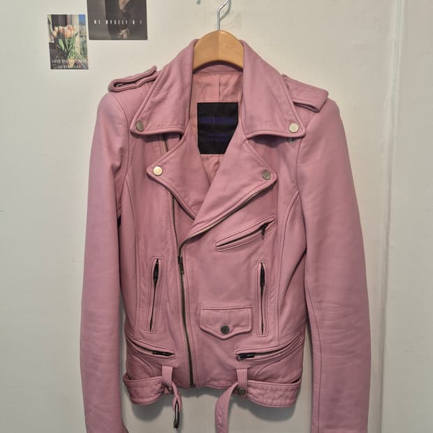DRAWING  핑크색 양가죽 라이더 자켓 66
사이즈 