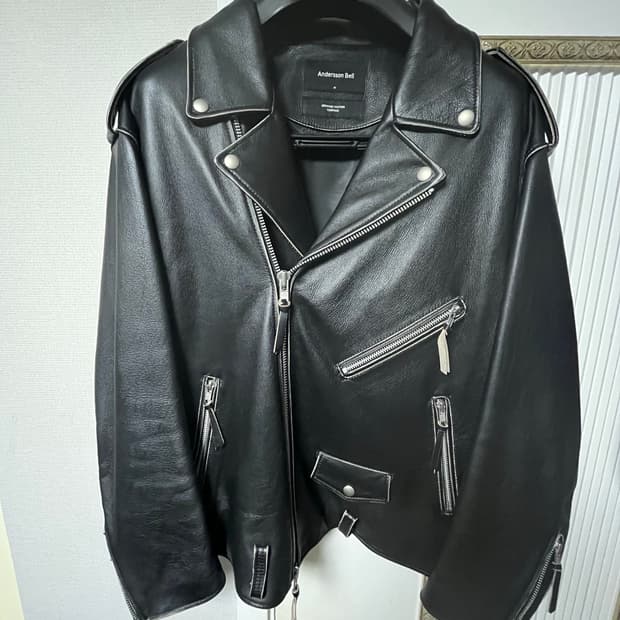앤더슨벨 루시아 오버사이즈 레더 자켓 블랙 L