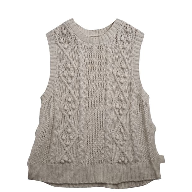 사만사모스 크림 니트 조끼 