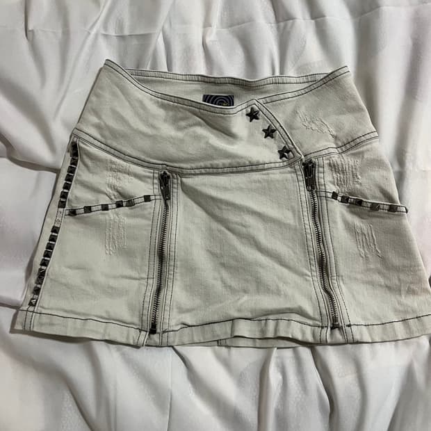 화이트 데님 미니스커트