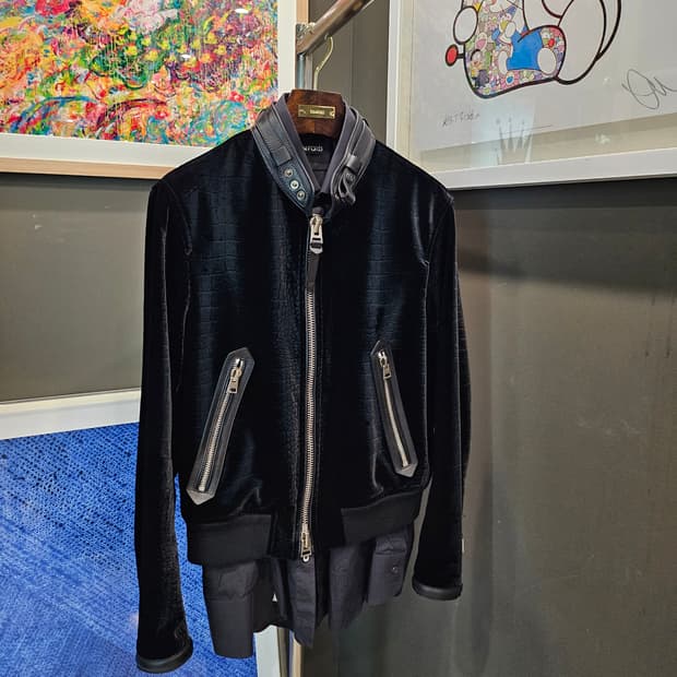 톰포드 크록 벨벳 신상 레더 트림 셸 트러커자켓