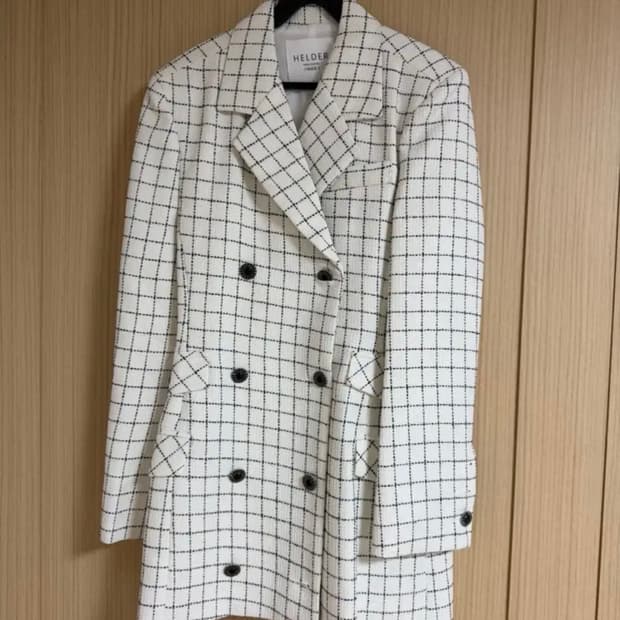 HELDER 체크패턴 더블버튼 원피스 55