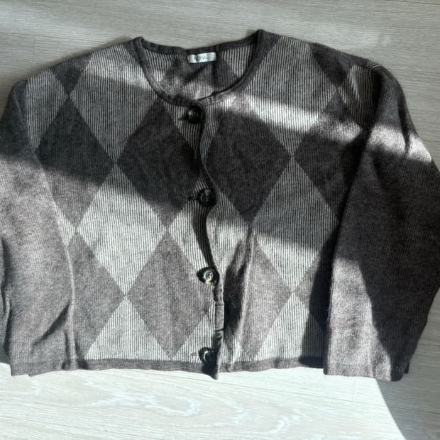 아가일 니트 가디건