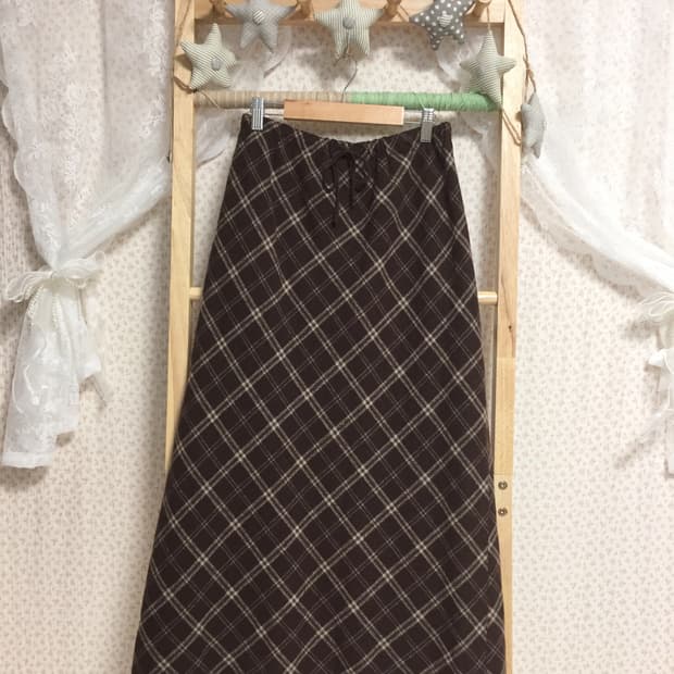 빈티지 모리걸 초코 체크 스커트