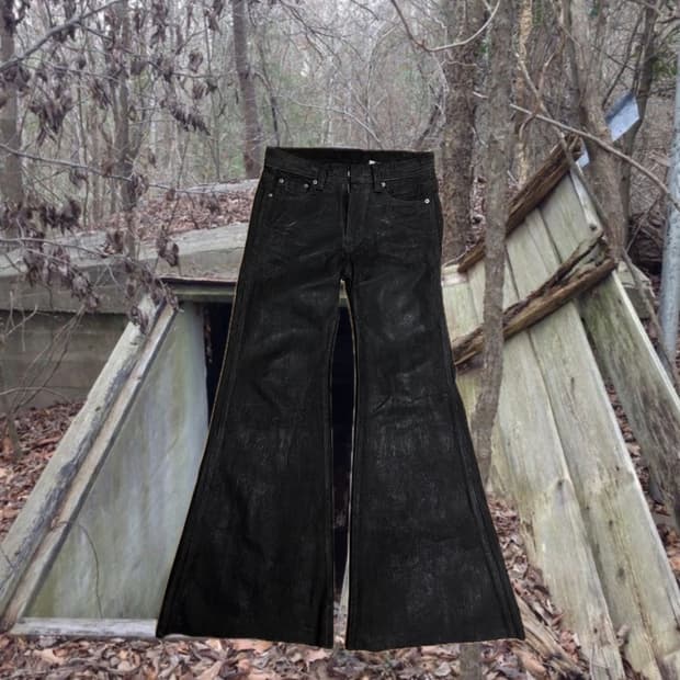 Wax coating flare denim