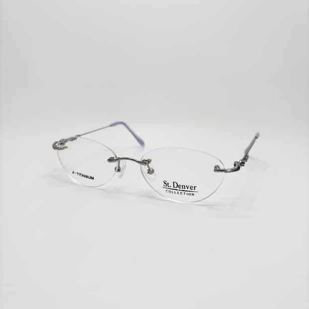 ST.DENVER  퍼플 큐빅 오벌형 반무테