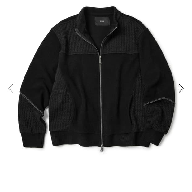etce SMOCKING KNIT ZIP UP JACKET (BLACK)