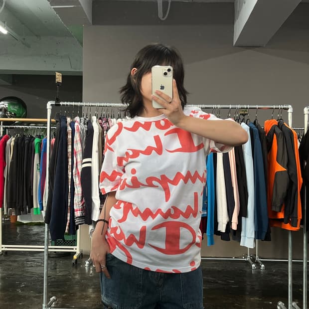 CHAMPION 빅로고 올오버 반팔 티셔츠