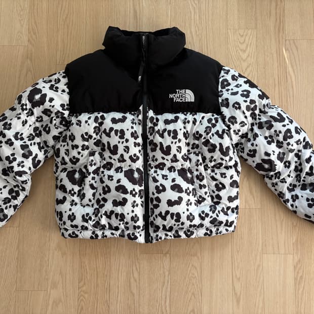 노스페이스 화이트라벨 눕시 패딩 레오파드 호피 S