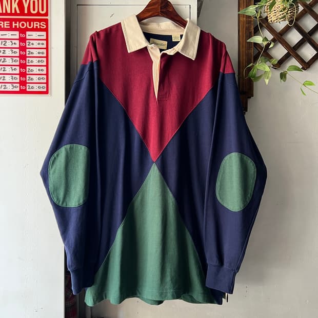 [XL]90's USA 빈티지 멀티컬러 럭비 티셔츠