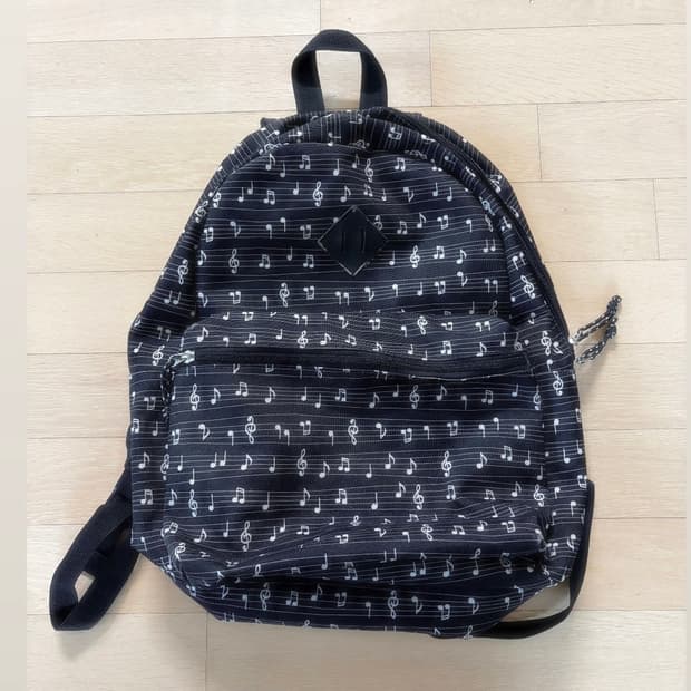 빈티지 음표 블랙 백팩