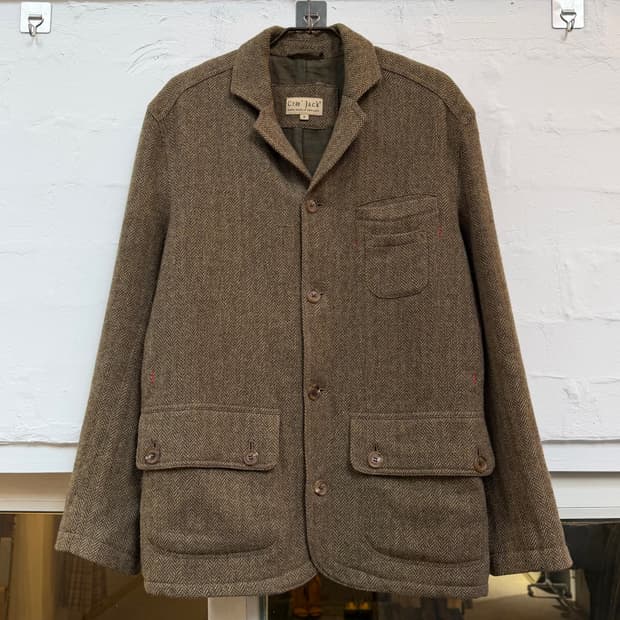 Cro Jack 브라운 헤링본 울 트위드 자켓 M