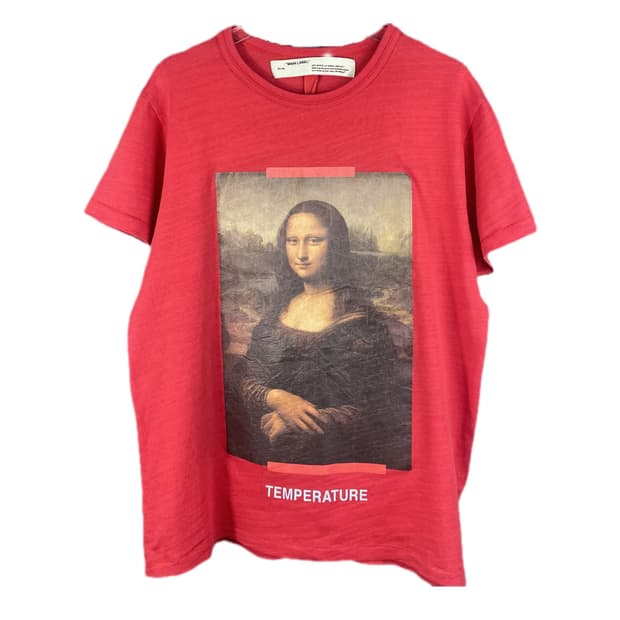 [XS] 오프화이트 모나리자 프린팅 반팔 티셔츠 오버핏