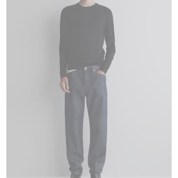 cos 슬림 메리노 울 크루넥 스웨터 니트 블랙 L