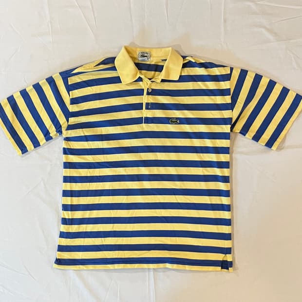70s IZOD 라코스테 스트라이프 카라티 옐로블루