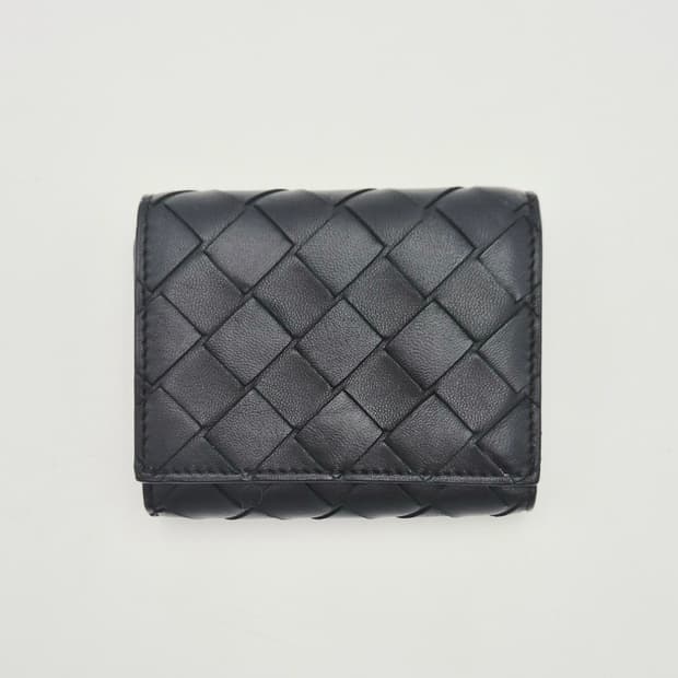 [중고명품셀렉트]보테가베네타 3단 반지갑 블랙 금장 지퍼 지갑