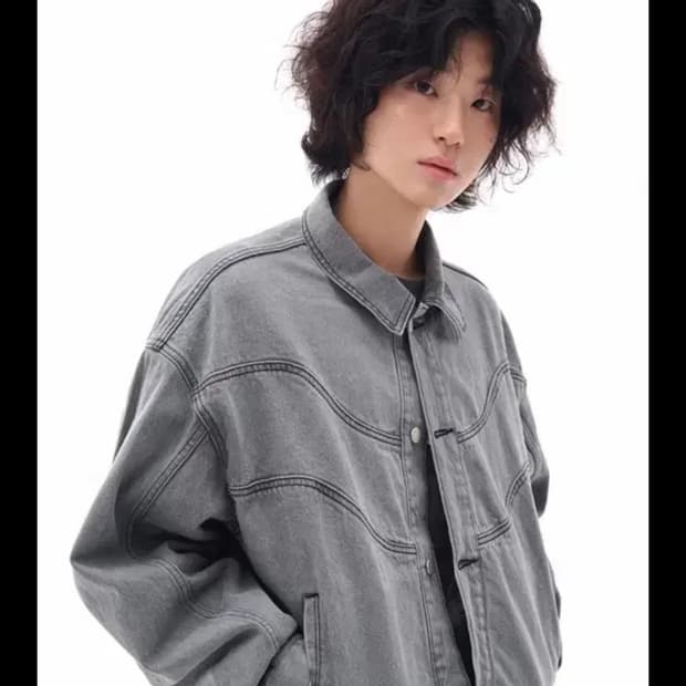 웨이비 그레이 데님 자켓