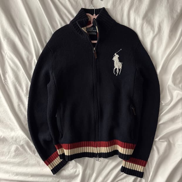 폴로 빅포니 네이비 니트집업