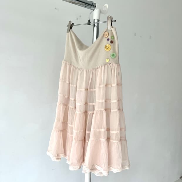 Sheer button chiffon skirt