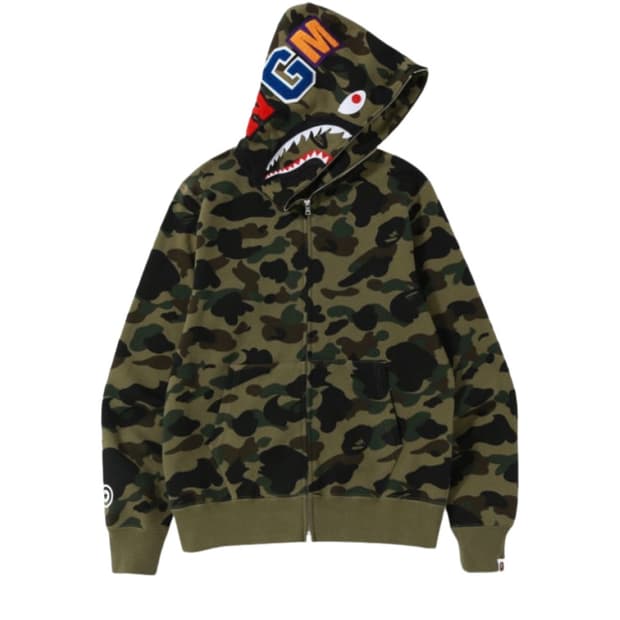 구매) 베이프 퍼스트 카모 샤크 후드집업 녹계 