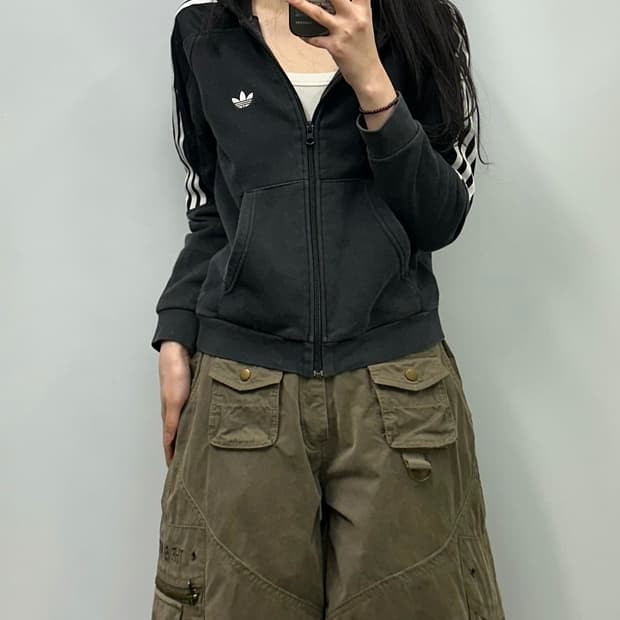 아디다스 사이드라인 블랙 후드집업