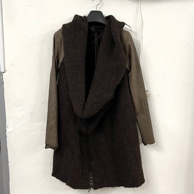 아이작 세럼 드레이프 알파카울 레더 드레스