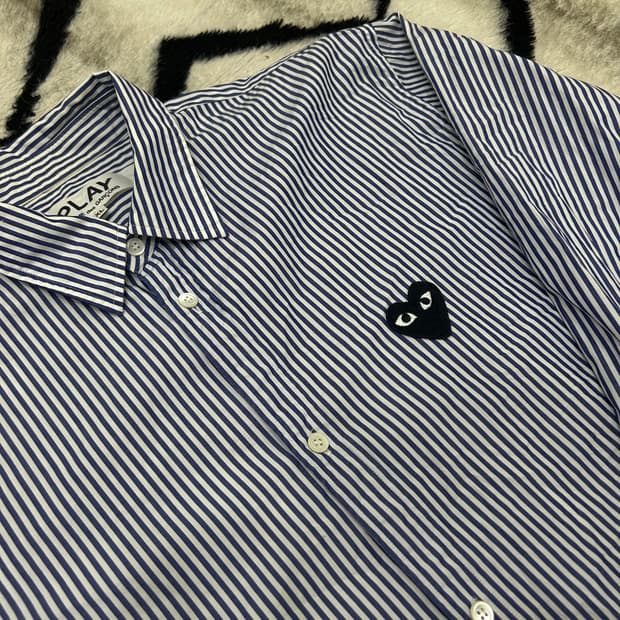 [XL]꼼데가르송 블랙와펜 스트라이프 셔츠/블루 AZ-B008