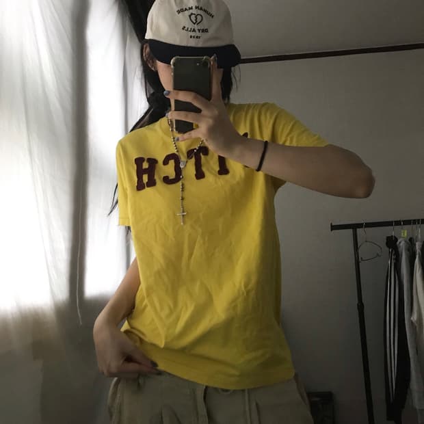 아베크롬비 노랑 반팔티셔츠