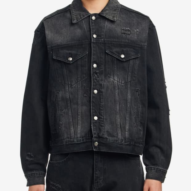 퍼킹어썸 디스트레스드 데님 자켓 블랙 M사이즈