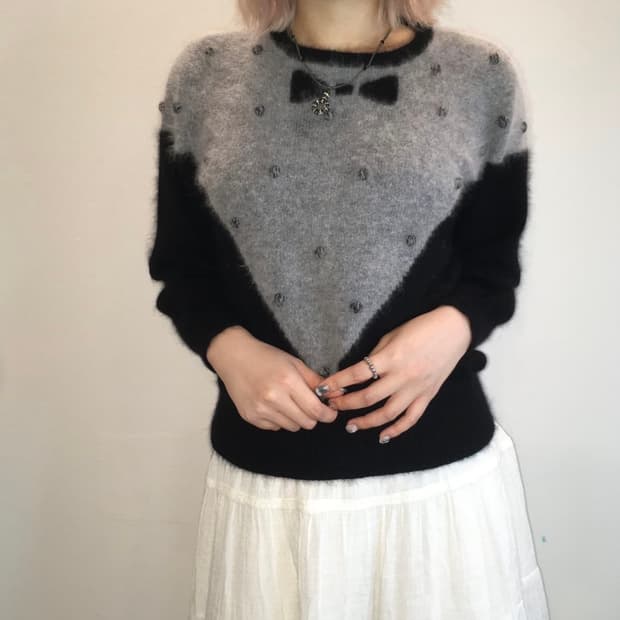 리본 퐁퐁 니트