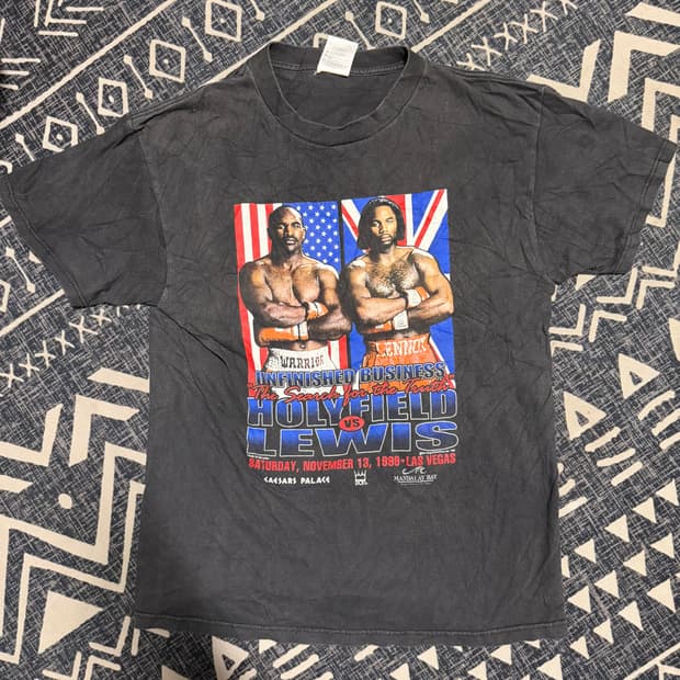 홀리필드 vs 루이스 1999 헤비급 통합전 빈티지 티셔츠 90s
