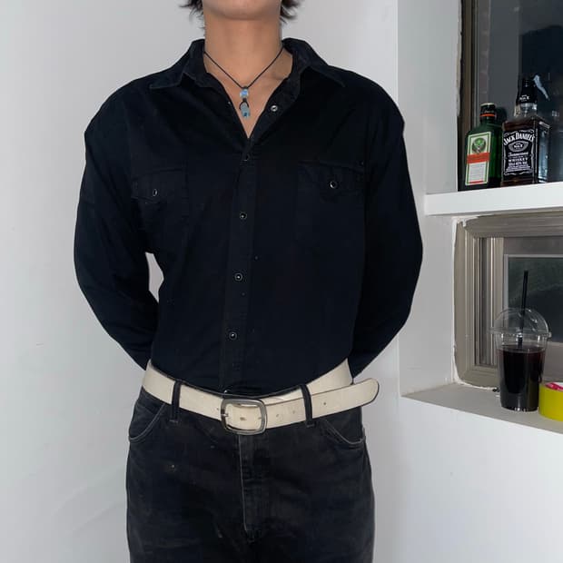 넘버나인 화이트 레더벨트