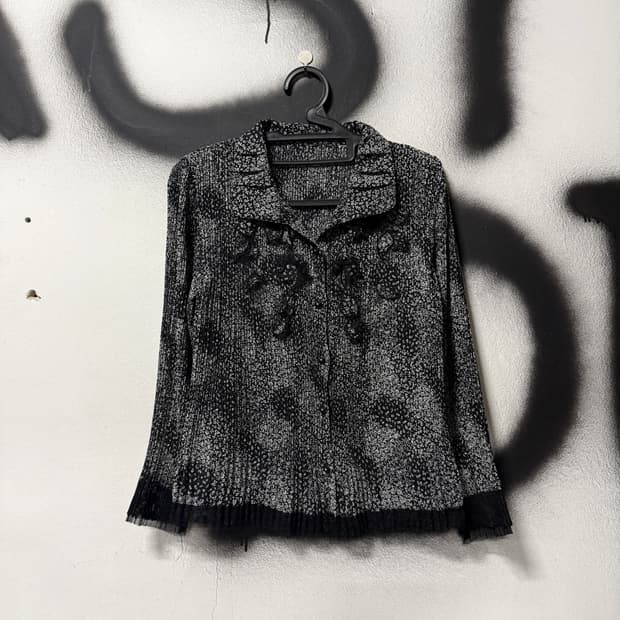 VTG 빈티지 고스 플리츠 레이스 디테일 블라우스 자켓