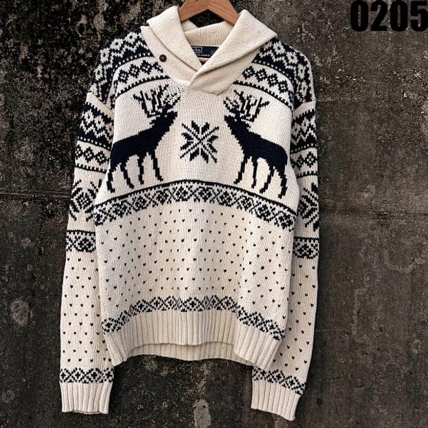 폴로 랄프로렌 노르딕 사슴 숄카라 니트 스웨터 M 0205 